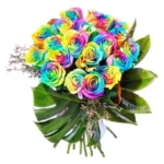 Композиция из 15 радужных роз